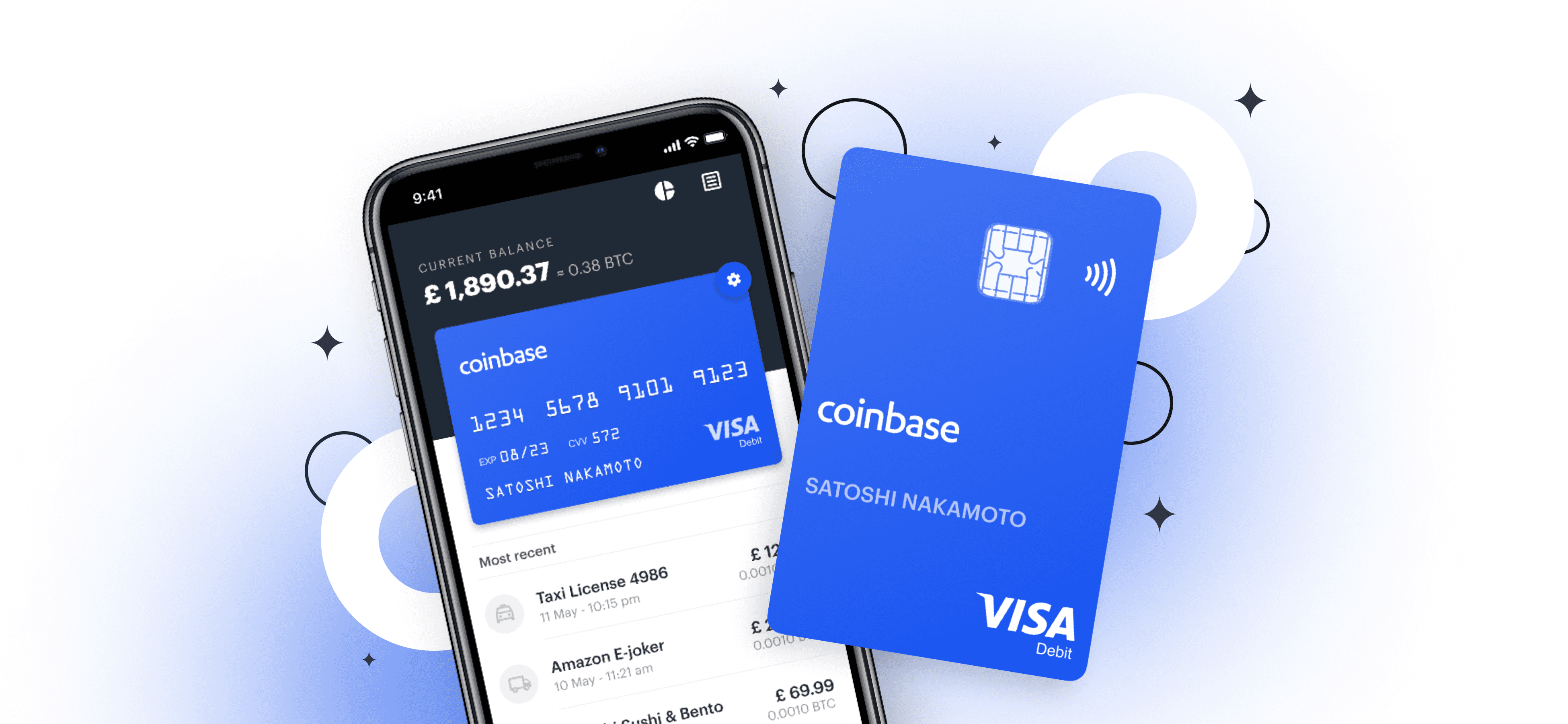 Изображение криптовалютной карты Coinbase Card.